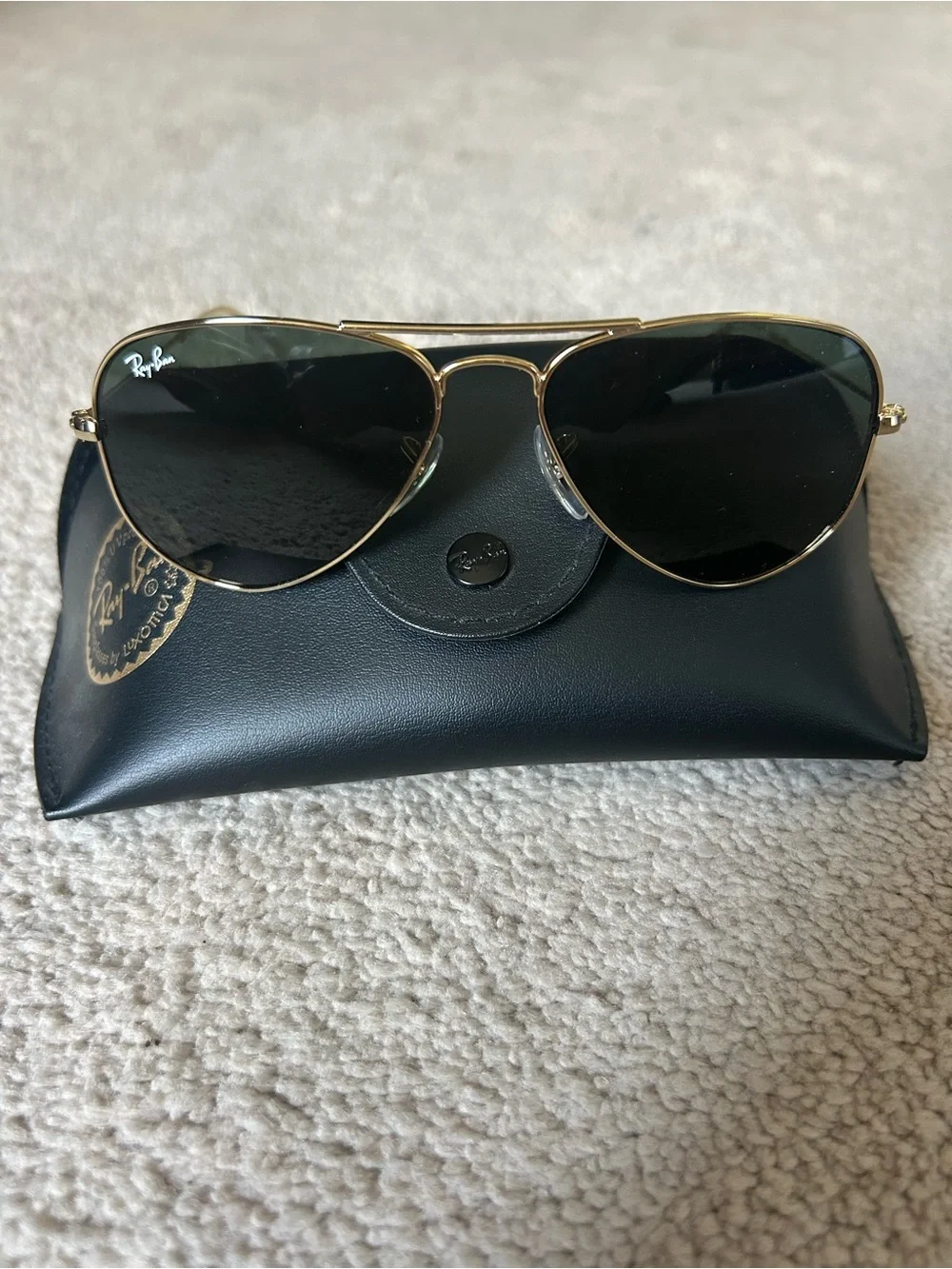 Kids Ray-Ban Gold Frame Sunglasses with Black Lenses